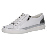 Caprice White Patent Leather Trainer with Side Zip