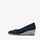 Tamaris Navy Suede Leather Wedge Shoe