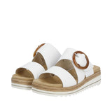 Remonte White Leather Slip-On Sandal