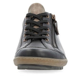 Remonte Black Leather trainer with Side Zip