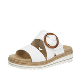 Remonte White Leather Slip-On Sandal