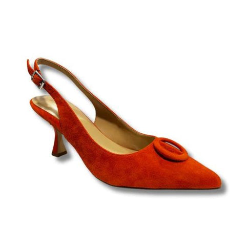 Lotus Delfina Orange Suede Kitten Heel Shoe