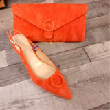 Lotus Delfina Orange Suede Kitten Heel Shoe