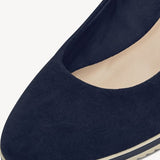 Tamaris Navy Suede Leather Wedge Shoe