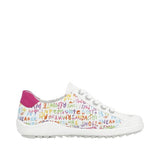 Remonte "Alabama" White and Magenta Print Trainers