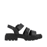 Remonte "Turin" Black Leather Adjustable Width Sandals