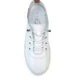 Lunar St Ives White Leather Plimsoll