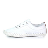 Lunar St Ives White Leather Plimsoll