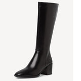 Tamaris Black Leather Block Heeled Boot