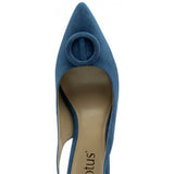 Lotus Delfina Teal Blue Suede Kitten Heel Shoe