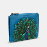 Yoshi "Peacock Plume" Petrol Blue Leather Zip Top Purse Y1321