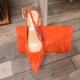 Lotus Delfina Orange Suede Kitten Heel Shoe