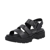 Remonte "Turin" Black Leather Adjustable Width Sandals