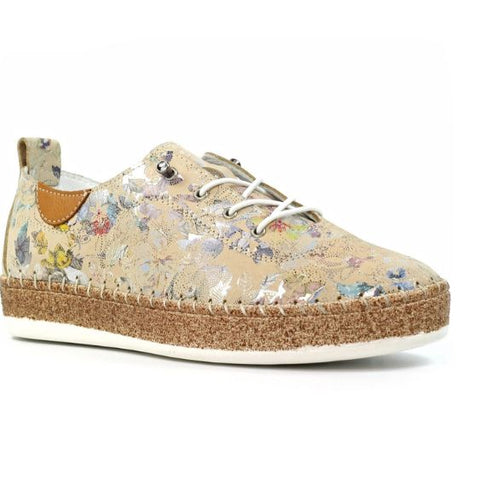 Lunar" Iva" Cream Floral Plimsoll