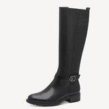 Tamaris Black Leather Extra Slim Fit Knee Length Boot