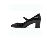 Marco Tozzi Black Patent Low Heeled Court Shoe