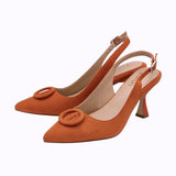 Lotus Delfina Orange Suede Kitten Heel Shoe