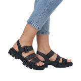 Remonte "Turin" Black Leather Adjustable Width Sandals