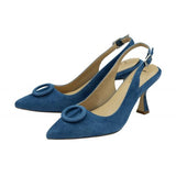 Lotus Delfina Teal Blue Suede Kitten Heel Shoe