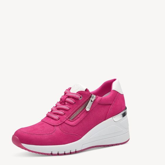 Marco Tozzi Fuchsia Pink Wedge Trainer