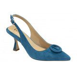 Lotus Delfina Teal Blue Suede Kitten Heel Shoe