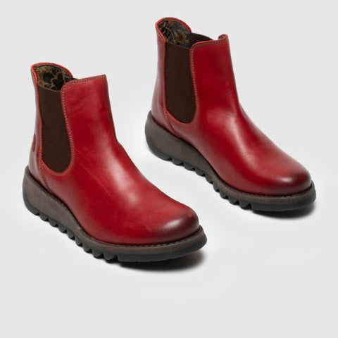 Fly London Salv Ankle Boot in Red