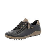 Remonte Black Leather trainer with Side Zip