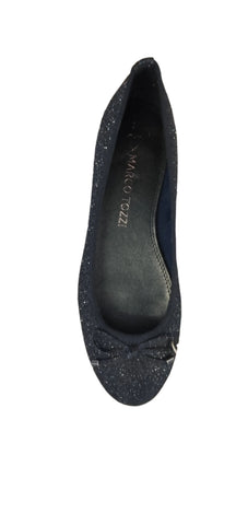 Marco Tozzi Navy Sparkle Ballerina Pump