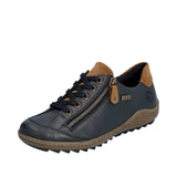 Remonte Navy Leather Trainer with Side Zip