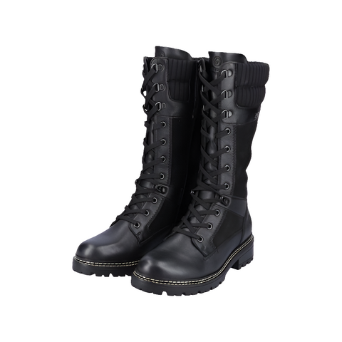 Remonte Black Leather 3/4 Length Weather Boot 