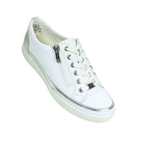 Caprice White Patent Leather Trainer with Side Zip