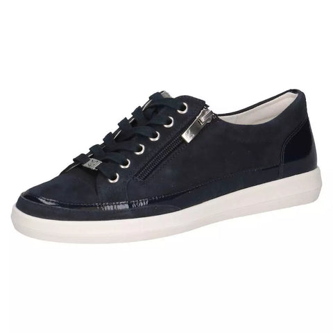 Caprice Ocean Comb Leather Trainer with Side Zip