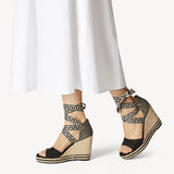 Tamaris Black & White Ribbon Wedge