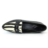 Lunar "Seville" Black/ Animal Print Leather Loafer