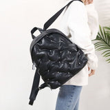 Peach Puffer Bag Backpack Black