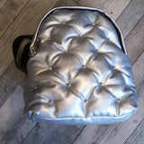 Peach Puffer Bag Backpack Silver