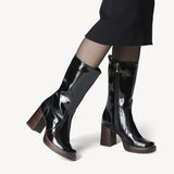 Tamaris Black Patent Heeled Boot