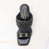 Marco Tozzi - Low Heeled Mule with Woven Strap Detailing and Kitten Heel in Black