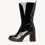 Tamaris Black Patent Heeled Boot