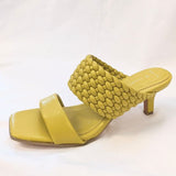 Marco Tozzi - Low Heeled Mule with Woven Strap Detailing and Kitten Heel in Chartreuse