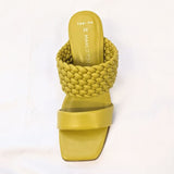 Marco Tozzi - Low Heeled Mule with Woven Strap Detailing and Kitten Heel in Chartreuse